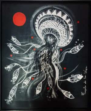 Medusa acrylique sur bois