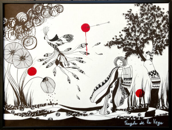 La femme à la harpe et la paon