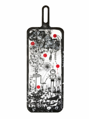 Coeur haché, acrylique sur bois