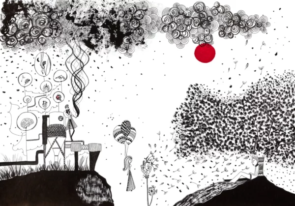 La Dimentica, encre de chine sur papier