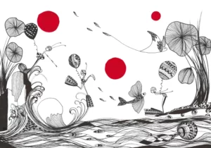 Les baigneuses, encre de chine sur papier