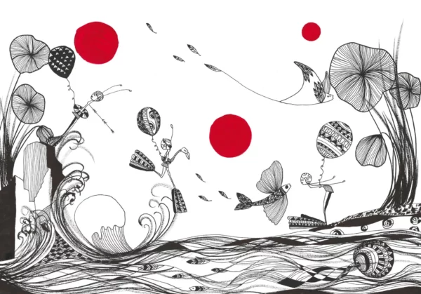 Les baigneuses, encre de chine sur papier