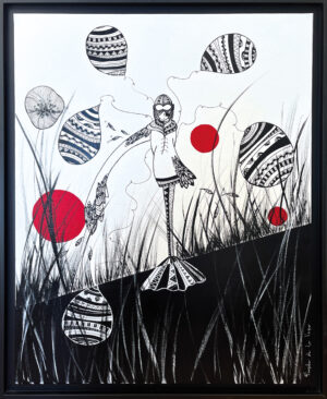 Atterrissage-aviatrice-toile 61x85 L'atterrisssage de l'aviatrice